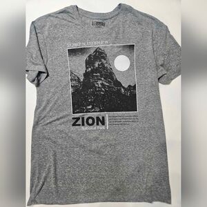 Zion National Park T-Shirt Mens Grey Black Graphic Outdoor Casual Summer Tee NEW